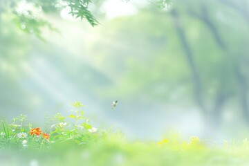 Obraz premium Sparse outlines of delicate hummingbirds in flight, symbolizing vibrancy and freedom on your scree