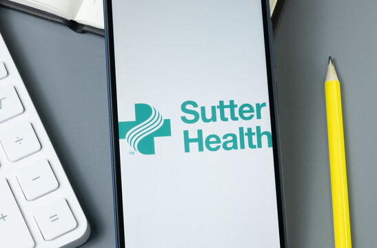 New York, USA - 30 August 2024: Sutter Health Logo on Phone Screen, Company Icon on Display