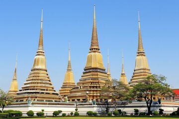 Fototapeta premium The Ayutthaya Historical Park's ancient ruins portray Thailand's historical richness, architectural magnificence, and the spiritual legacy of the ancient capita