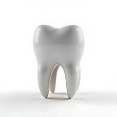 A realistic 3D model of a single tooth, centered on a white background, 