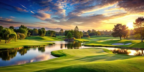 Elegant and refined eighteenth hole on a golf course