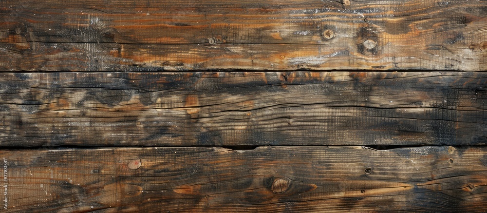 Poster Old wooden rustic board or plank serves as a backdrop or background texture Area for text or inscription. Copy space image. Place for adding text and design