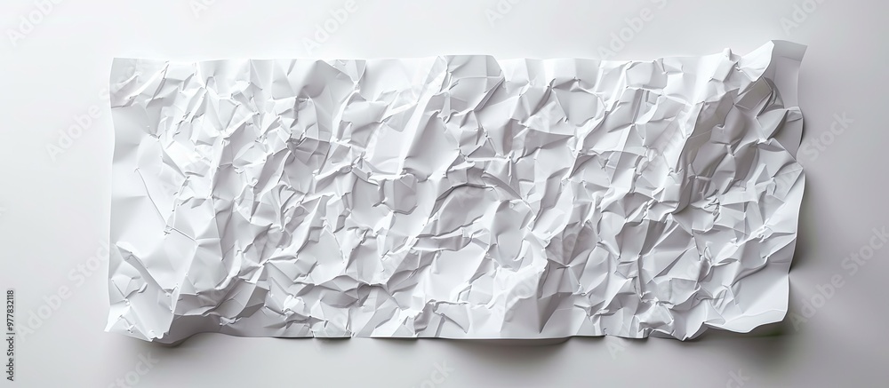 Sticker Crumpled white paper set against a white background Copy space