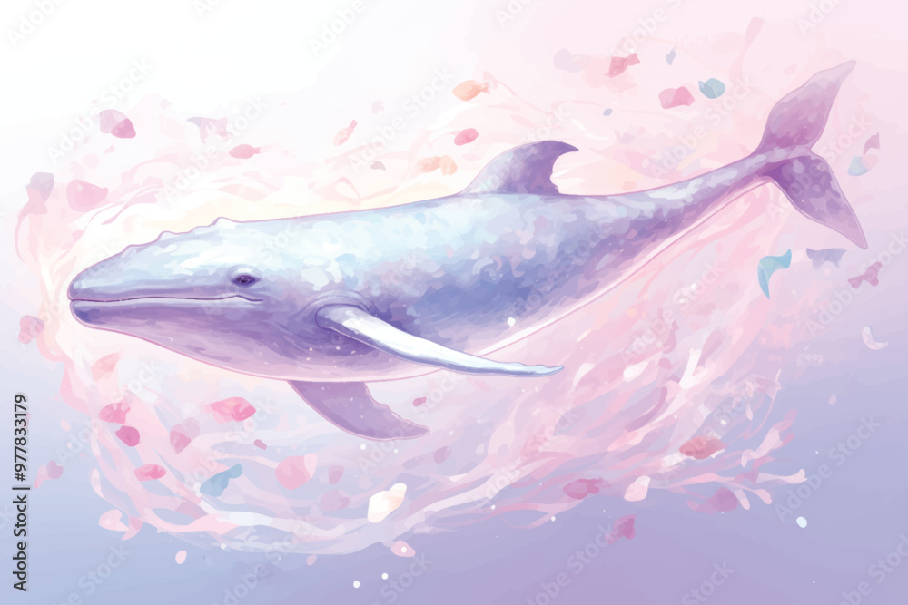 Poster Whale illustration with pastel colors