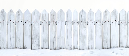 White wooden fence set against a white background Object includes a clipping path. Copy space image. Place for adding text and design