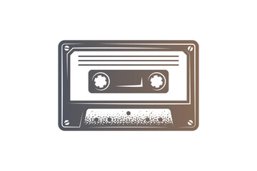 Audio cassette. Original vector illustration in vintage style. T-shirt design.