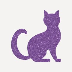 Purple glitter cat silhouette