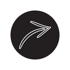 Curved arrow icon vector. Arrow pointer logo design. Arrow right vector icon illustration in circle isolated on white background