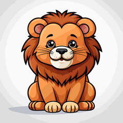Lion hand-drawn kid comic illustration. Cute vector doodle style cartoon illustration.
