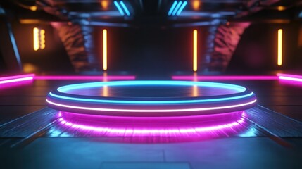 Neon Lights and Stage Platform