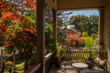 balcony with flowers and plants