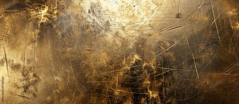 Poster scratches on a gold metallic background. copy space image. place for adding text and design