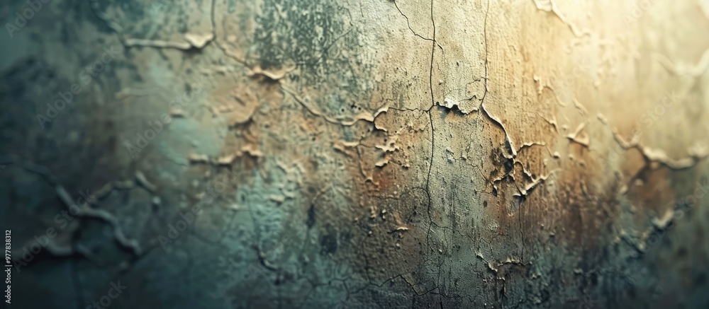 Poster blurred wall texture background unfocused toned with cracks. copy space image. place for adding text