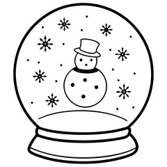 Snowman in a Snow Globe with Drifting Snowflakes - Vector Art