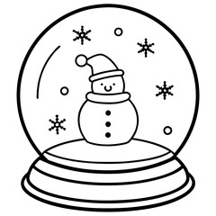 Snowman in a Snow Globe with Drifting Snowflakes - Vector Art