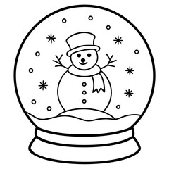 Snowman in a Snow Globe with Drifting Snowflakes - Vector Art