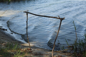 Forest lake - a place for fishing.