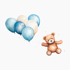 Adorable teddy bear with balloons