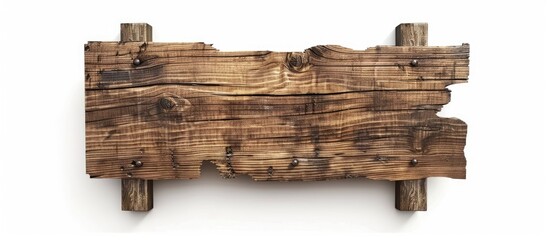 A vintage wooden sign set against a white background. Copy space image. Place for adding text and design