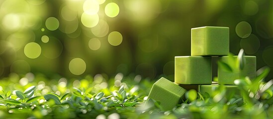 Concept word B2C business to customer on cubes set against a lovely green backdrop Business idea Copyspace