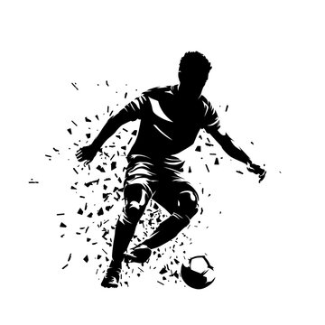 recommend clip art: Football player, soccer, isolated vector silhouette. Team sport athlete logo