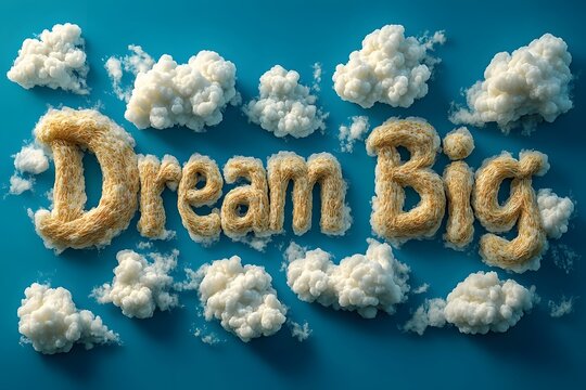 Dream Big Made From Fluffy Clouds in a Blue Sky