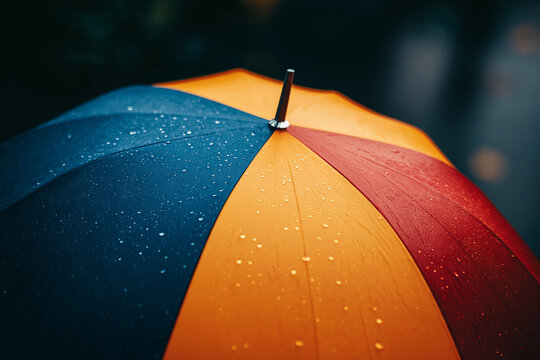 Parasol - postać pod mokrym parasolem w deszczowy dzień.