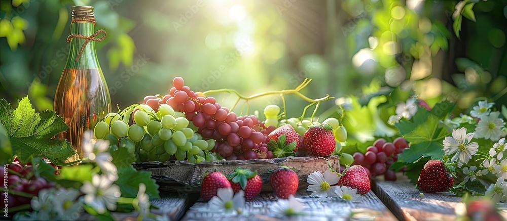 Wall mural summer still life. copy space image. place for adding text and design