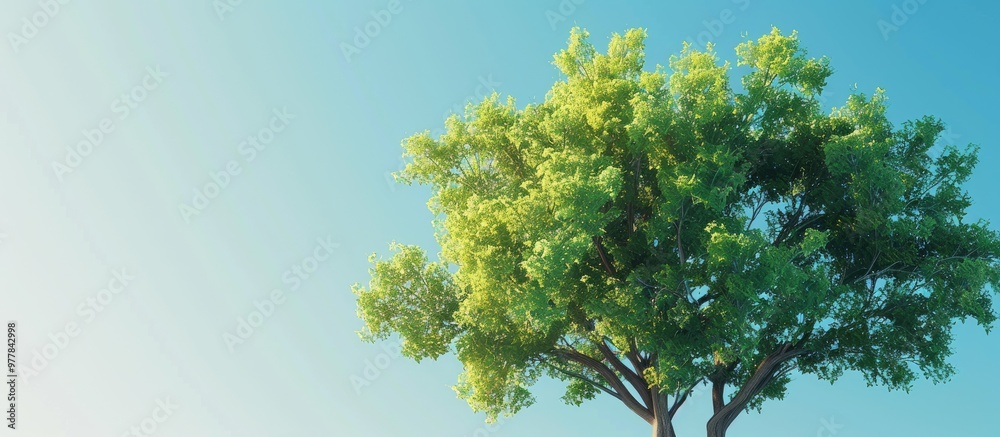 Poster a lovely tree and a clear sky. copy space image. place for adding text and design