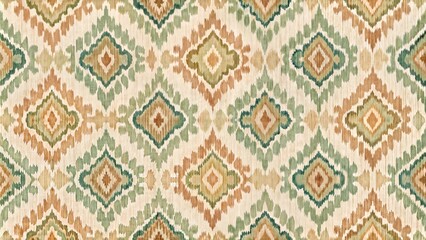 Colorful Uzbek ikat pattern on fabric featuring geometric designs