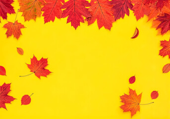 autumn falling leave as frame design natural banner poster product