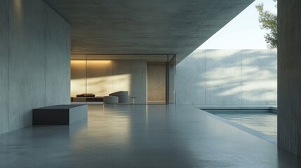 Minimalist Concrete House with Pool