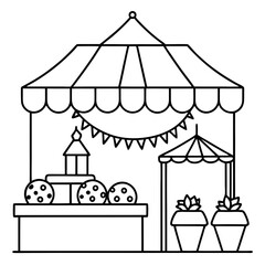 Festive Market Stalls with Holiday Treats – Vector Art