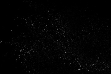  White powder scattered on black background, clipping path