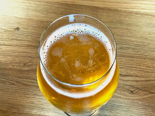 glass of beer top view