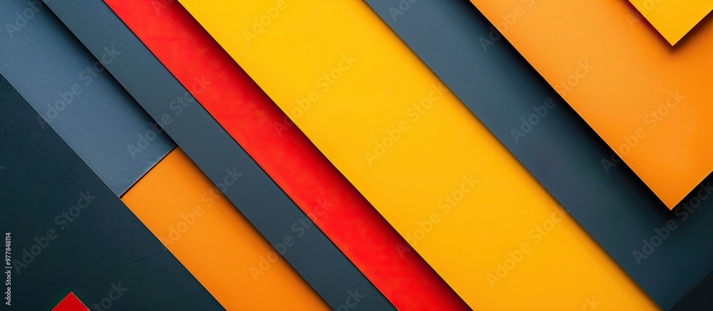 Poster colored paper minimal shapes geometric backdrop material design. copy space image. place for adding 