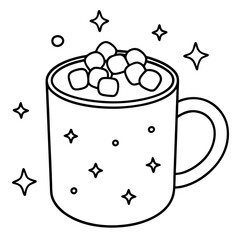 Festive Cocoa Mug with Marshmallows - Vector Art