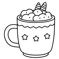 Festive Cocoa Mug with Marshmallows - Vector Art