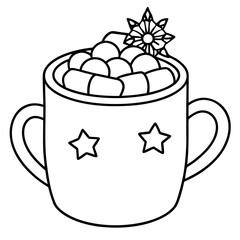 Festive Cocoa Mug with Marshmallows - Vector Art