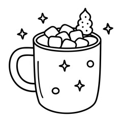 Festive Cocoa Mug with Marshmallows - Vector Art
