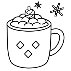 Festive Cocoa Mug with Marshmallows - Vector Art