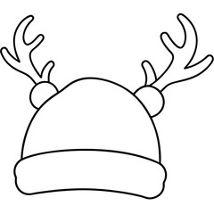 Santa Hat with Reindeer Antlers Vector Art