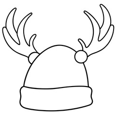 Santa Hat with Reindeer Antlers Vector Art