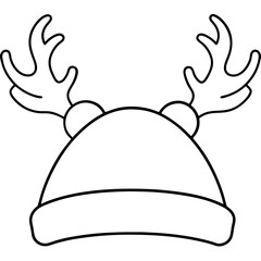 Santa Hat with Reindeer Antlers Vector Art