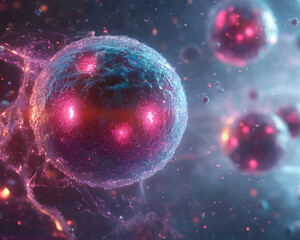 Futuristic Microscopic Cells Depicted in High-Resolution Scientific Imagery
