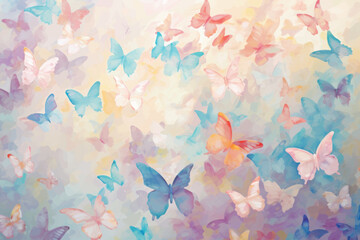 Colorful butterflies abstract painting