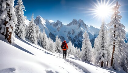 homme randonn&eacute;e dans la neige