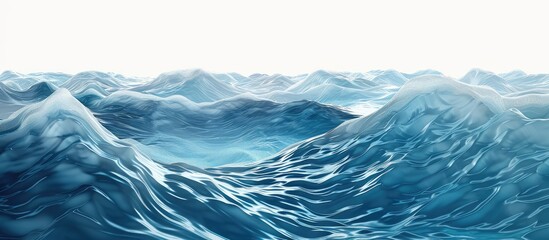 Obraz premium Abstract background of blue water waves isolated on white. Copy space image. Place for adding text and design