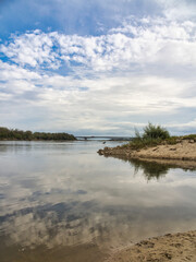 15 September 2024, the Vistula River in Warsaw, Poland.  Before the flood in 2024, low water level...
