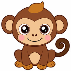 A lovable cartoon-style monkey with a round face and big eyes